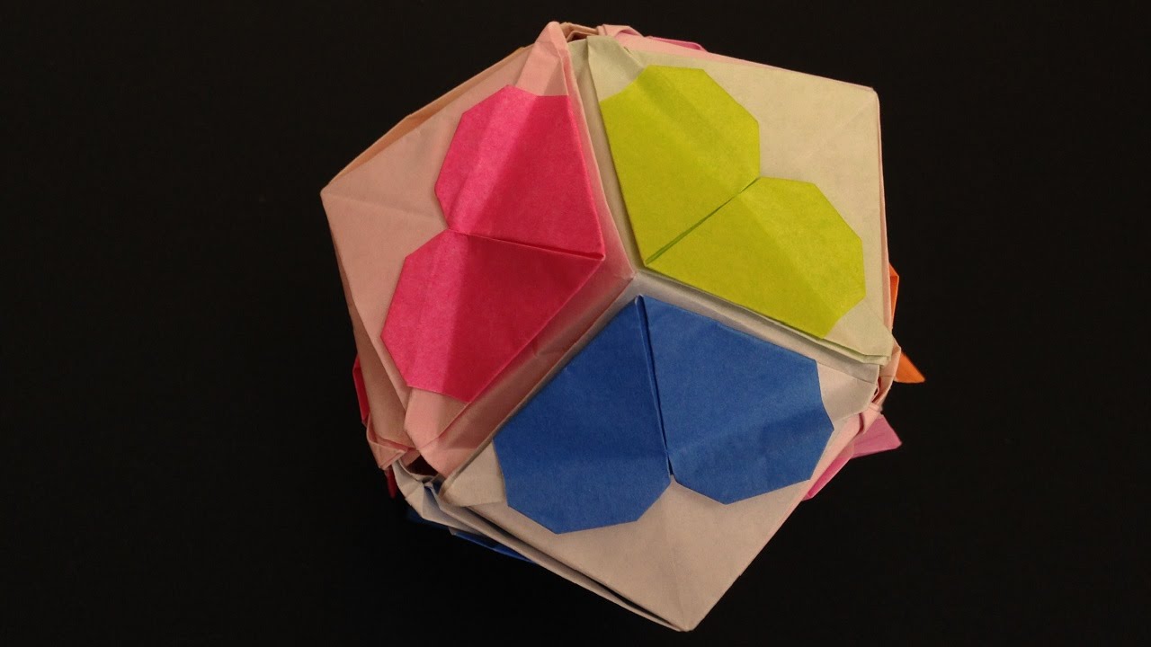 Origami Heart Kusudama 12units Instructions 折り紙のハート くす玉 24面体 12ユニット 折り方 Youtube