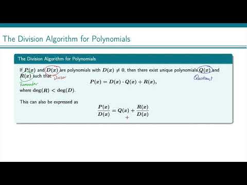 The Division Algorithm for Polynomials