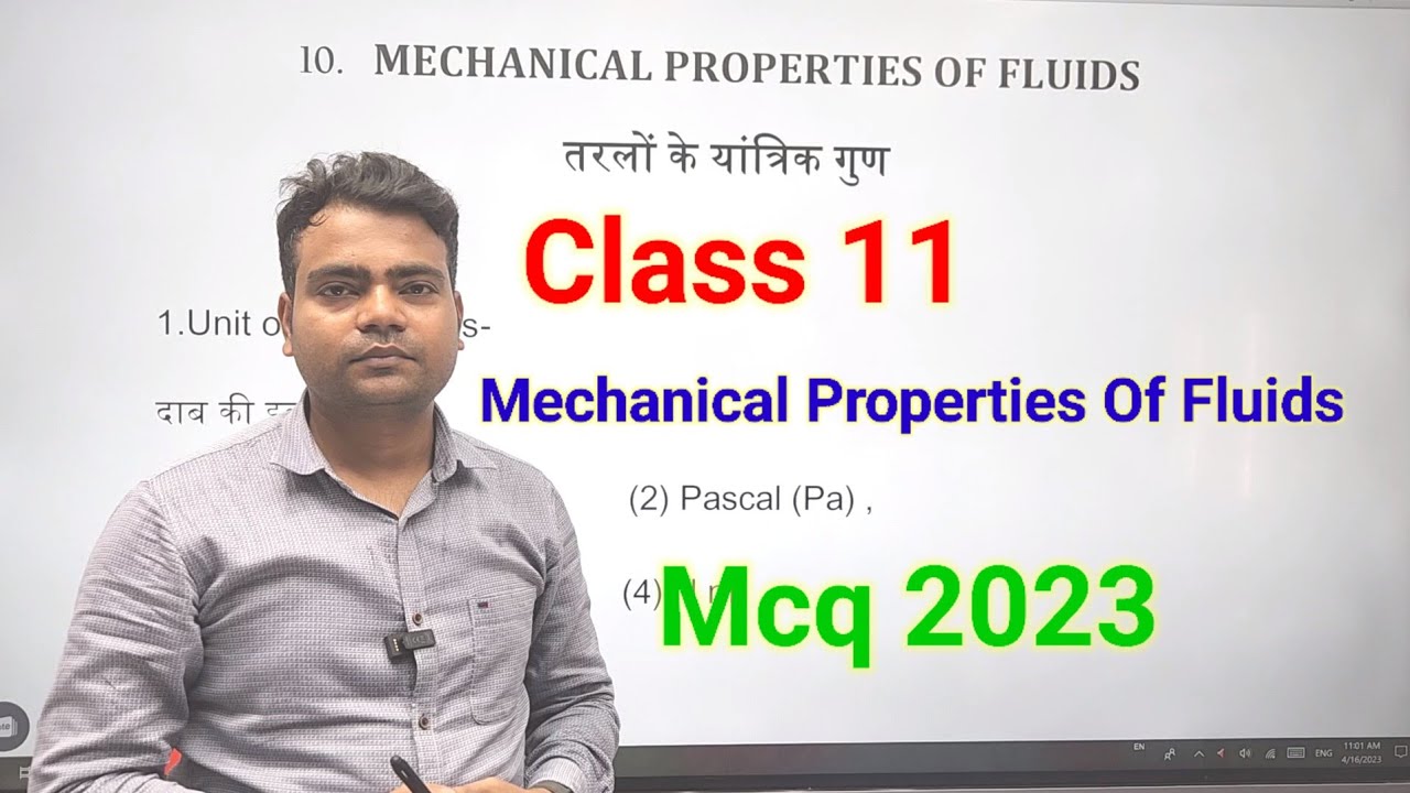 Class 11 Physics Mechanical Properties Of Fluids Mcq Questions 2023