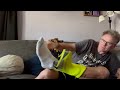 Comical Putting on shoe covers