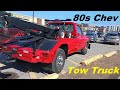 3 15 24 RESTORED 80S CHEVY TOW TRUCK SEEN IN MONTREAL