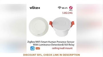 ZigBee/Wifi 5.8/24G MmWave Radar Human Presence Motion Sensor With 16A Relay Luminance Detection 110