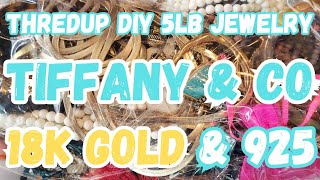 18K GOLD TIFFANY & CO! Diamonds & 925 Silver! Thredup DIY 5lb Jewelry Jar Unboxing #jewelryunboxing