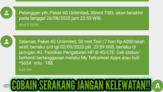 Kode dial paket internet Telkomsel 4g ceria Rp.6000 20GB