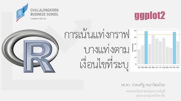 สอน ggplot2: การเปลี่ยนสีแท่งกราฟตามเงื่อนไข เช่น แท่งที่สูงกว่าค่าเฉลี่ยให้เป็นสีฟ้า