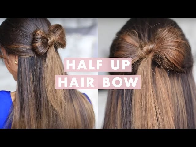 Hair Bow Tutorial Hairstyle Half-Updo for Medium Long Hair - YouTube