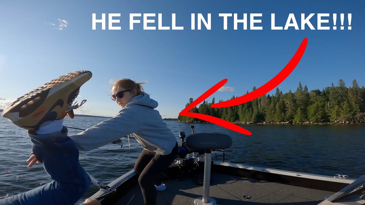 Dad FALLS IN the Lake - Learning to Catch Walleye while Bottom Bouncing Live Bait
