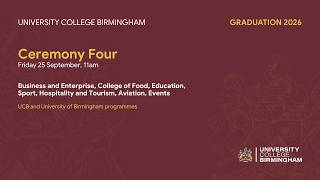 UCB Graduation 2026 | Ceremony Four | Friday 25 September, 11am