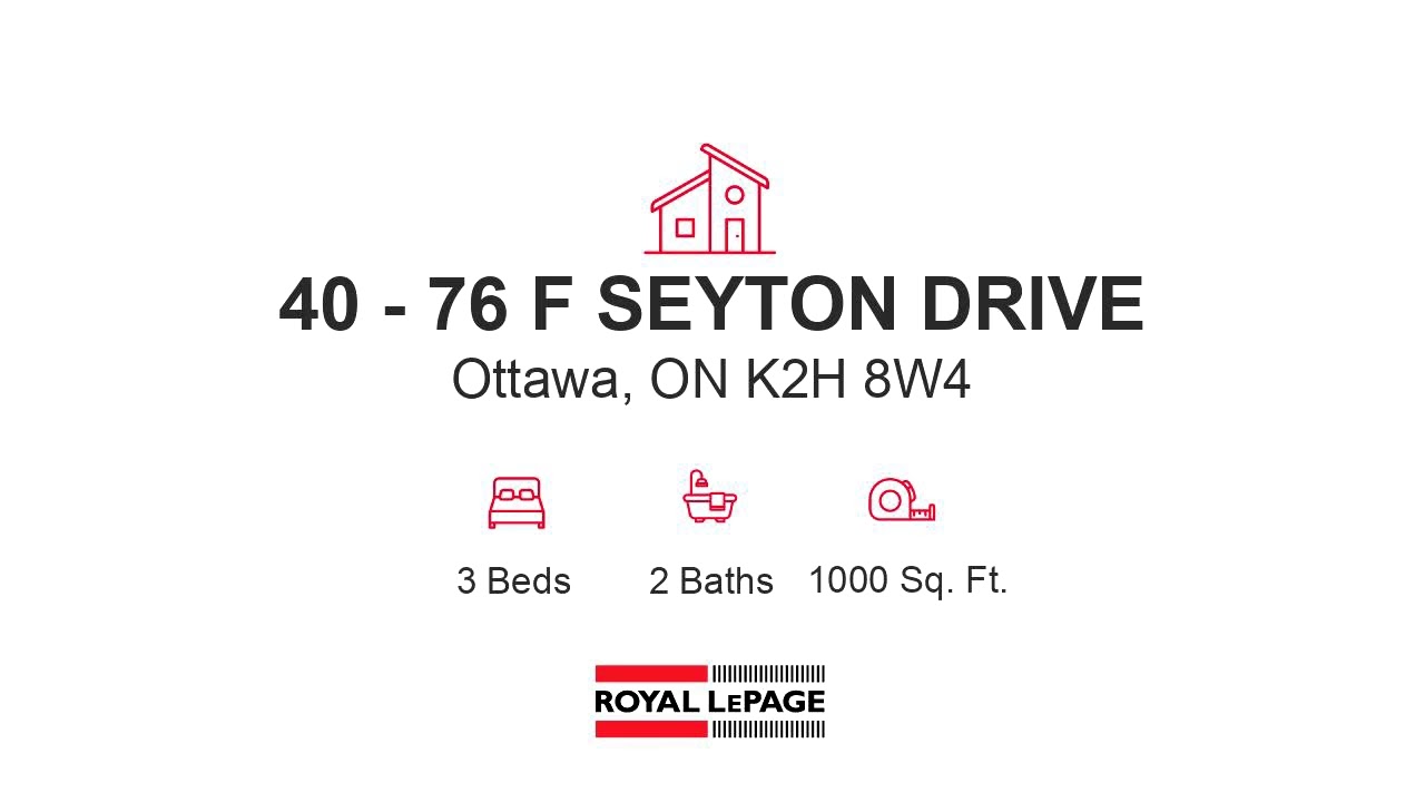 40 - 76 F SEYTON DRIVE, Ottawa, ON K2H 8W4 - Townhouse for sale