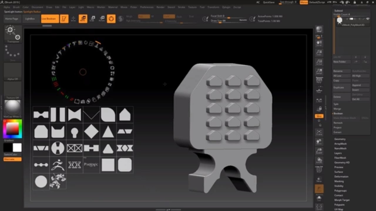 zbrush brush affected by spotlight