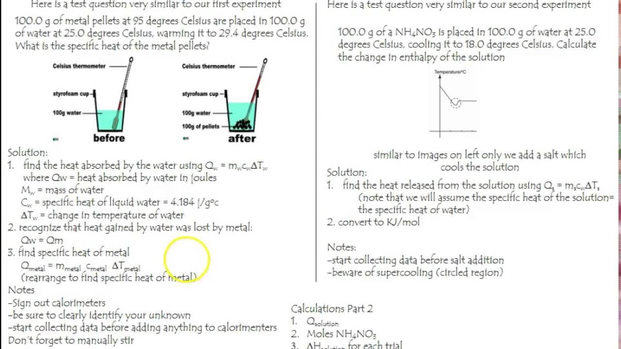 specific heat and heat of solution lab - YouTube