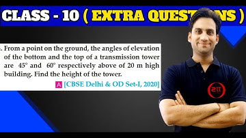 From a point on the ground, the angles of elevation of the bottom and the top of a transmission towe