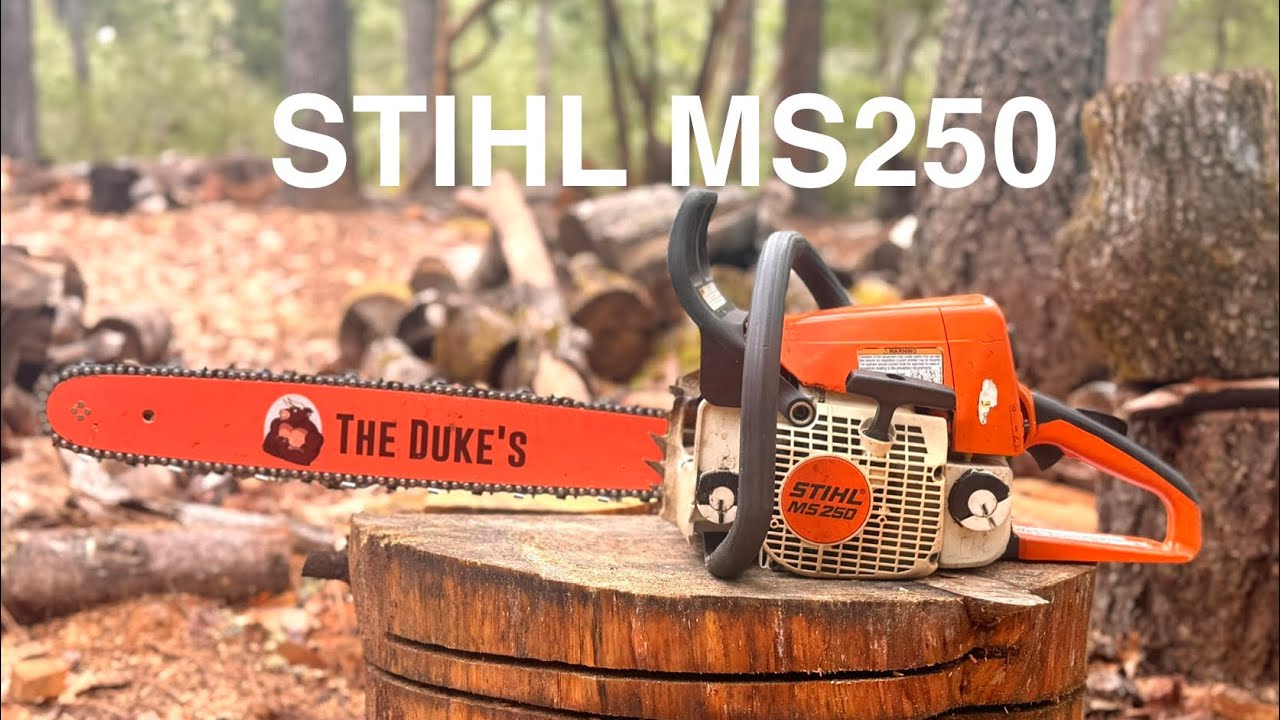 Stihl MS250 Chainsaw walk around and cutting. 