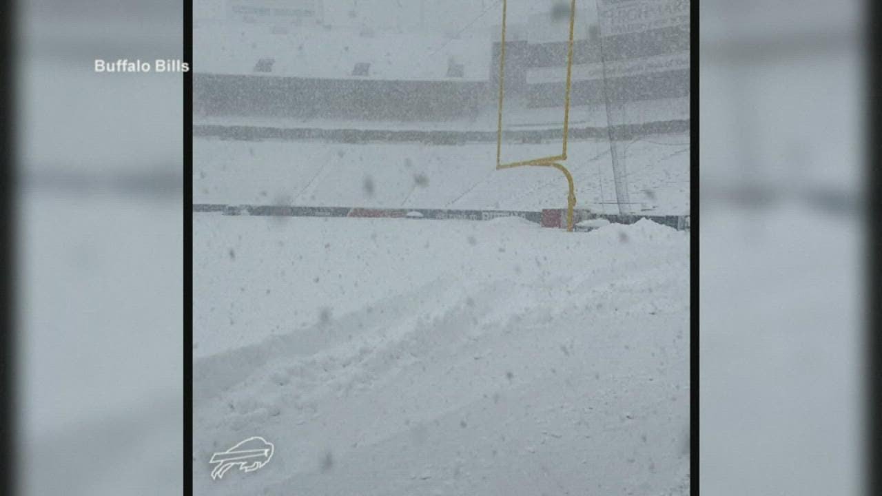 Lake effect snow buries Buffalo Bills stadium in inches of snow - YouTube