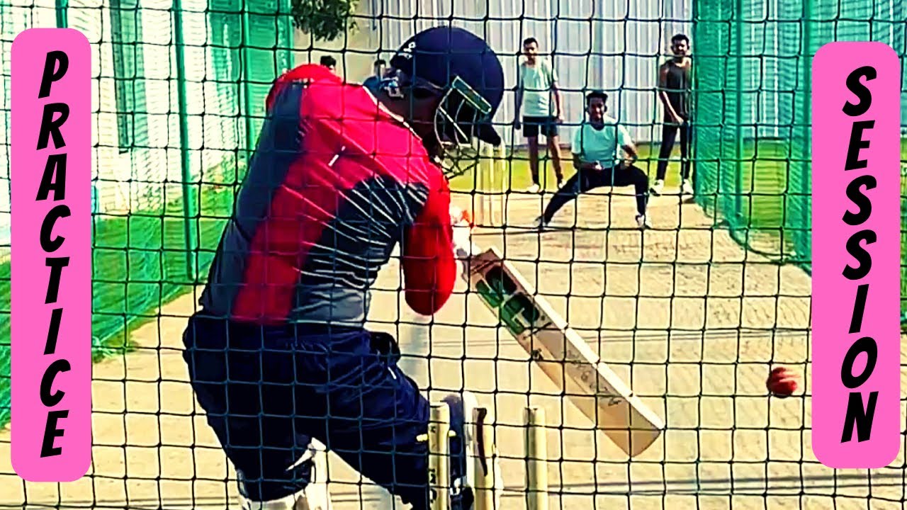 Batting in nets Cricket net sessionState player Batting practice