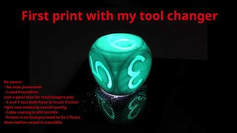 Tool changer 3d printer with elevator first print (proof of principle)