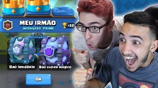 MEU IRMÃO GANHOU OS MELHORES BAÚS DO CLASH ROYALE! BAÚ LENDÁRIO E BAÚ SUPER MÁGICO!