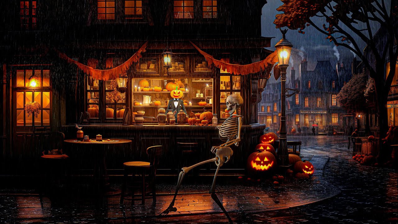 Victorian Coffeehouse Halloween Ambience | City Rain & Thunderstorm Sounds for Relaxation, Sleeping Victorian Coffeehouse Halloween Ambience | City Rain & Thunderstorm Sounds for Relaxation, Sleeping