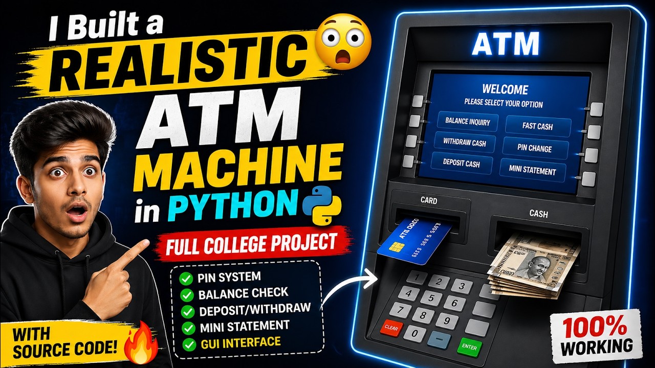 I Built a Realistic ATM Machine in Python 😳 | Full College Project ...