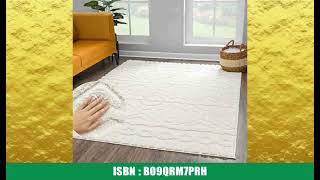 payÃ© Teppich Wohnzimmer Hochflor - 200x290cm - Einfarbig - Pastell Creme - Boho - Modern Raute