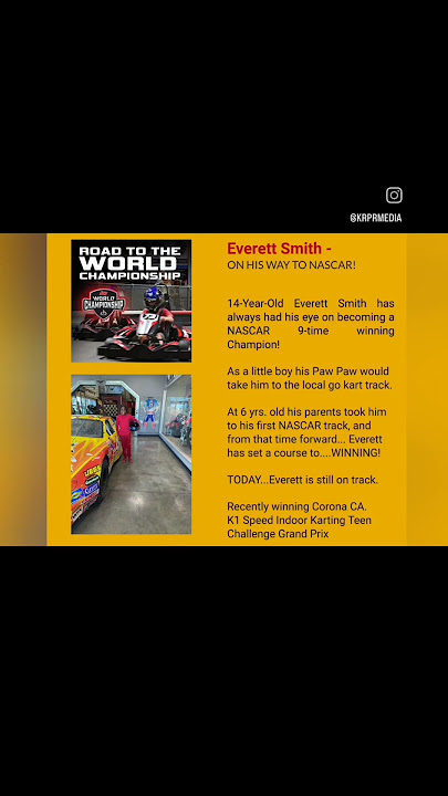 14 Year Old Everett Smith Wins Corona City K1 Teen Challenge Grand Prix On His Way To Nascar