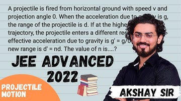 JEE Advanced (2022) Physics || A projectile is fired from horizontal ground with speed v and ...