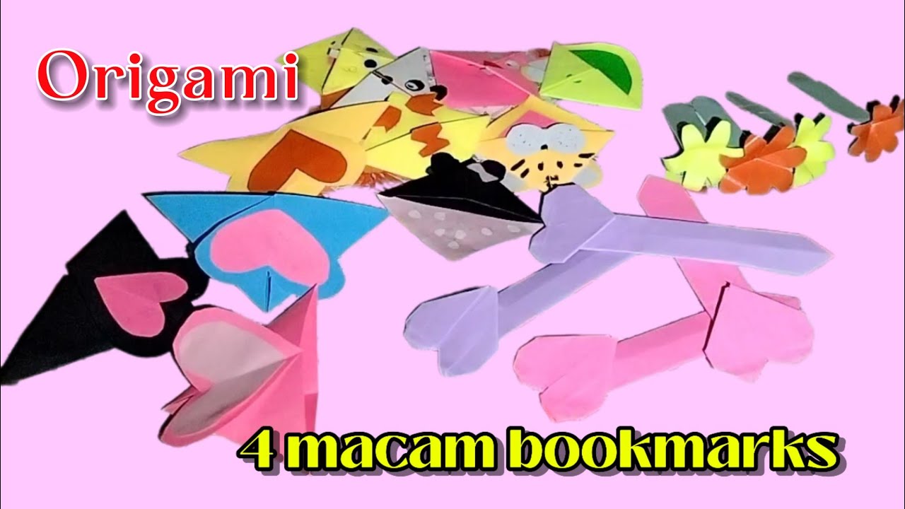 Cara membuat penanda buku (bookmark) menggunakan kertas origami. 4 macam bookmarks