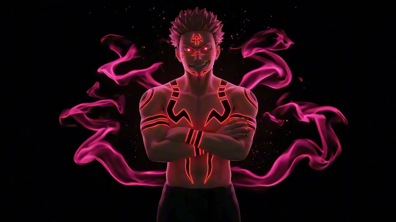 Ryomen Sukuna (JJK) - Glowing Tattoos | Loop | Hologram Ready (Black Screen)