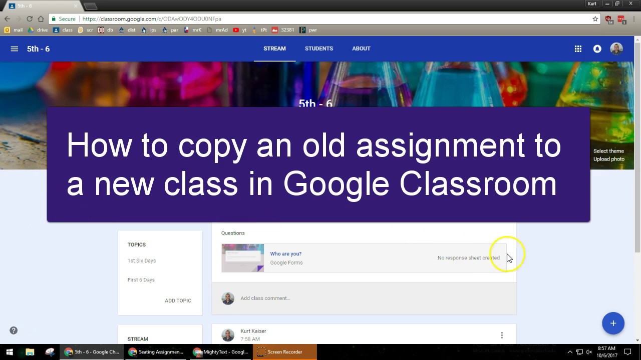how to reuse multiple assignments in google classroom