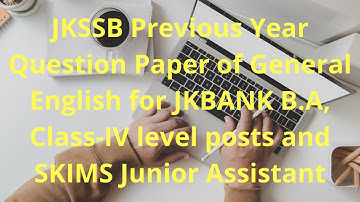 JKSSB English previous year MCQ