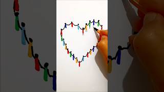 Kolay El Ele Tutuşmuş Renkli Kalp Yapan İnsanlar Topluluğu