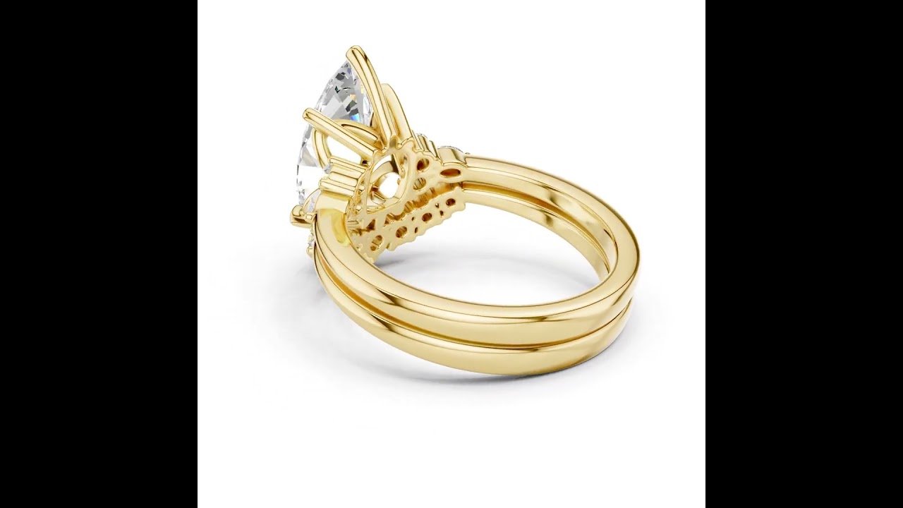 Classic Marquise Bridal Ring Set With Curved Wedding Band