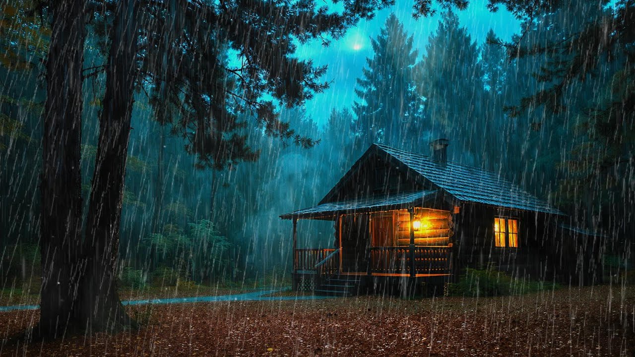 Cozy Rainy Night in a Forest Cabin | Soothing Rain Ambience for Deep ...