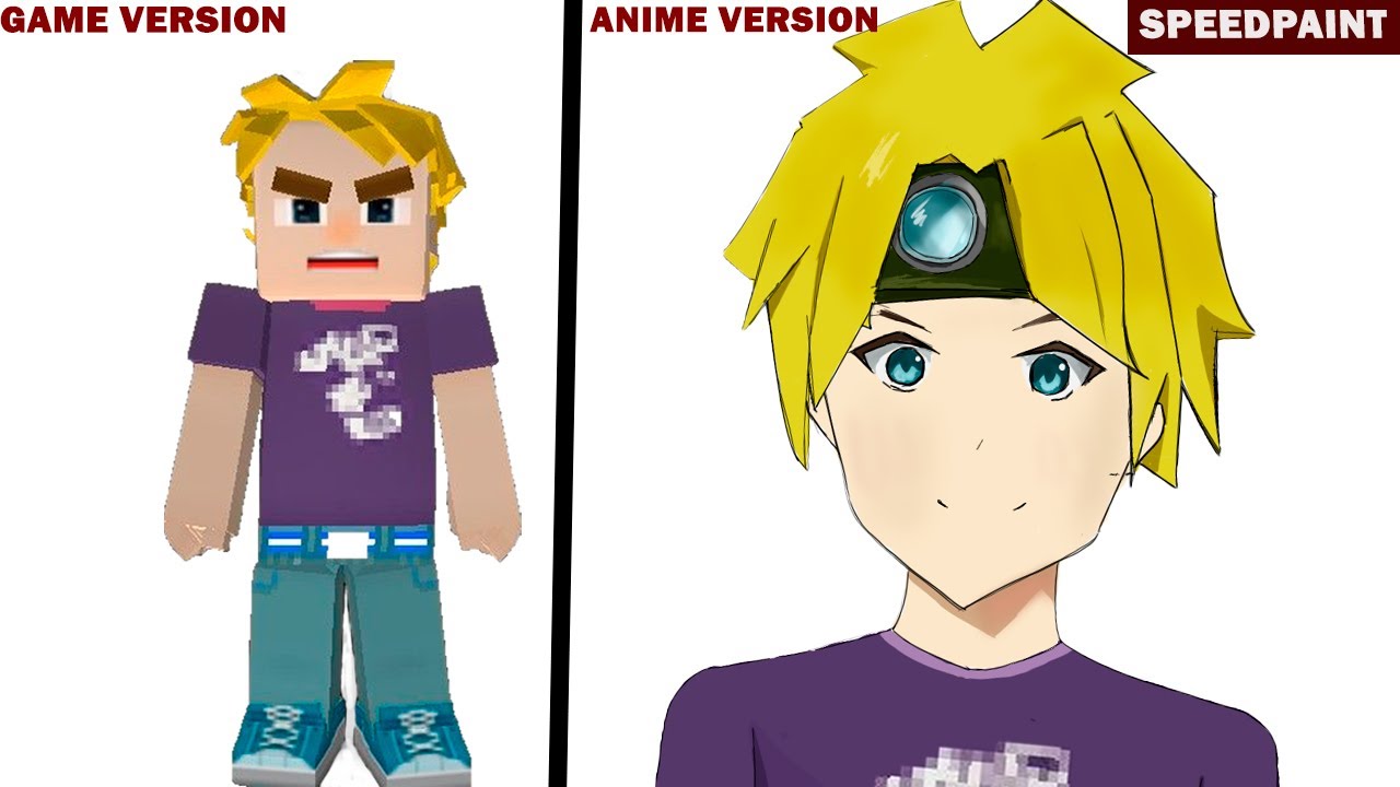 SPEEDPAINT : BLOCKMAN GO DRAWING NOOB AS AN ANIME CHARACTER - YouTube