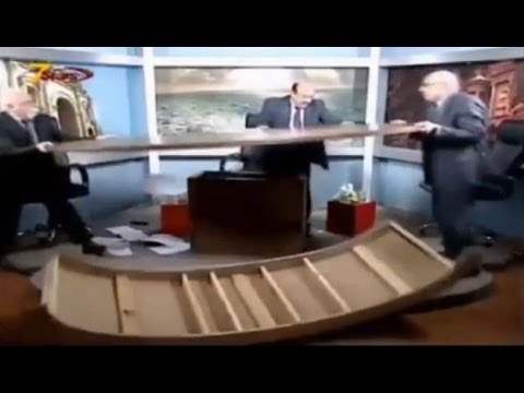 Set Destroyed During Fight On Live Talk Show In Jordan Video