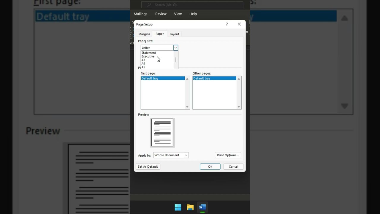 How To Set Default Paper Size A4 In Microsoft Word Tutorial 