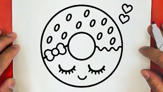 كيف ترسم دونات كيوت خطوة بخطوة / رسم سهل / تعليم الرسم للمبتدئين || Cute Donut Drawing