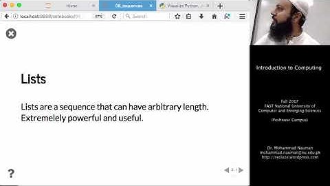 Intro to Computing 14 - Sequences Intro, Lists and Operations on Lists (Urdu)