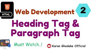 Heading Tags In HTML  | Paragraph Tag in HTML |Web development tutorial #programming #youtubeshorts