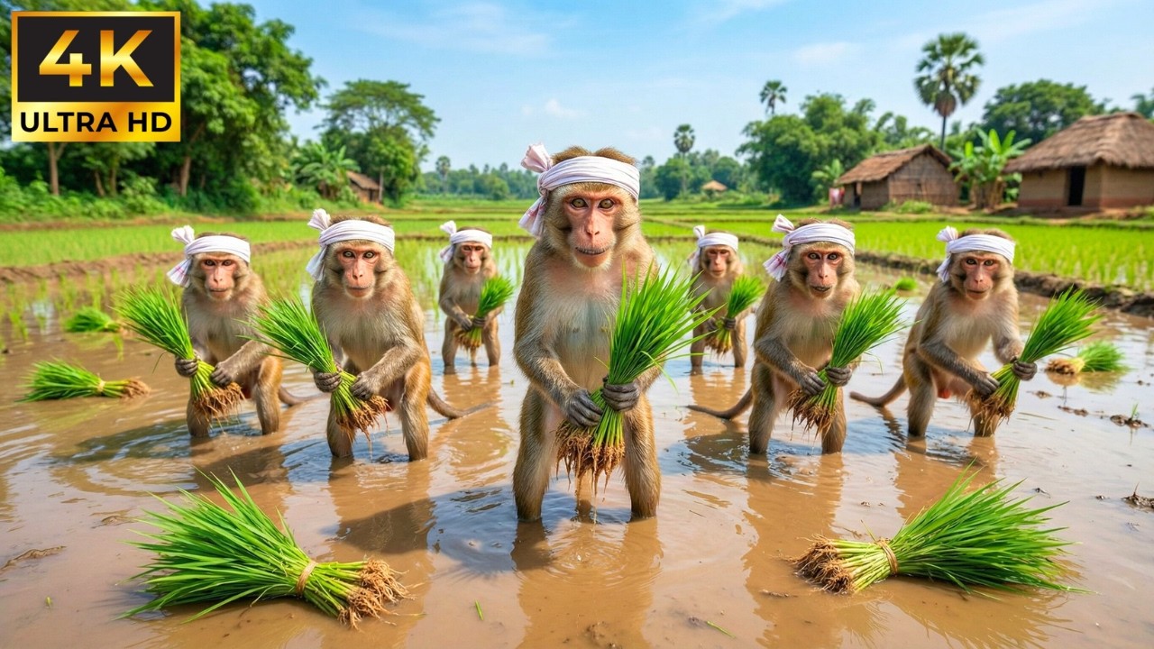 बंदर बने किसान की धान की खेती | Monkeys Turned Farmers: The Rice Farming Journey