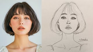 How to Draw a girl's Face step_by_step : Loomis Method