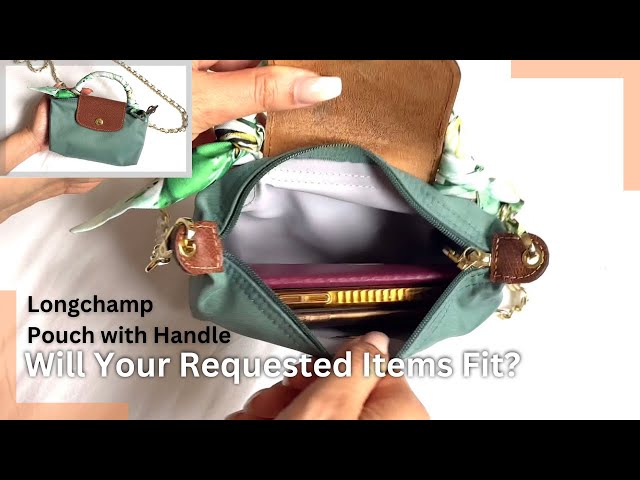 What fits in the Longchamp pouch with handle & comparison 