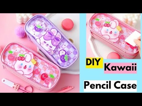 How to make Cute Homemade Clear Pencil Case without hotglue & zipper / diy  homemade Pencil case 