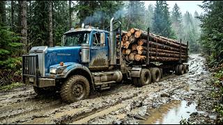 Mudrunner Mod Mack Logging Truck Hauling Timber Through Deep Mud Forest Roads #mudrunner#spintires