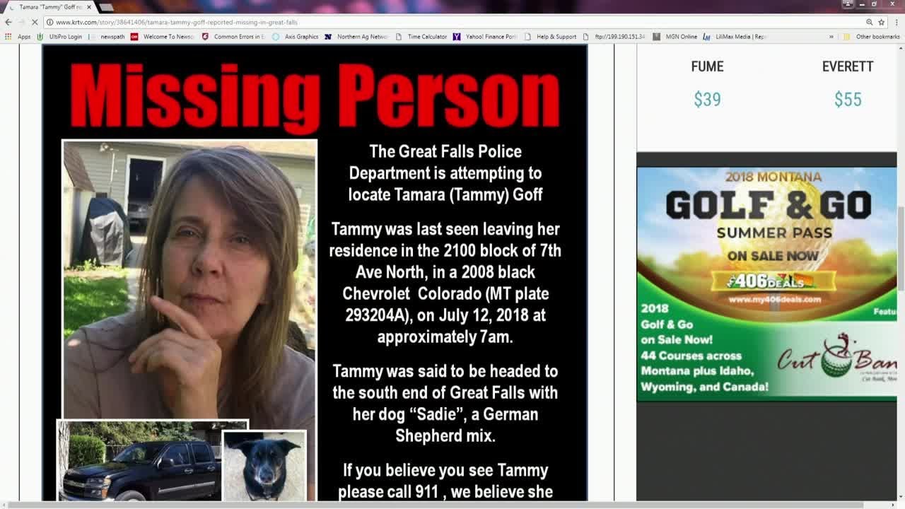 Search continues for Tamara Goff in Great Falls YouTube