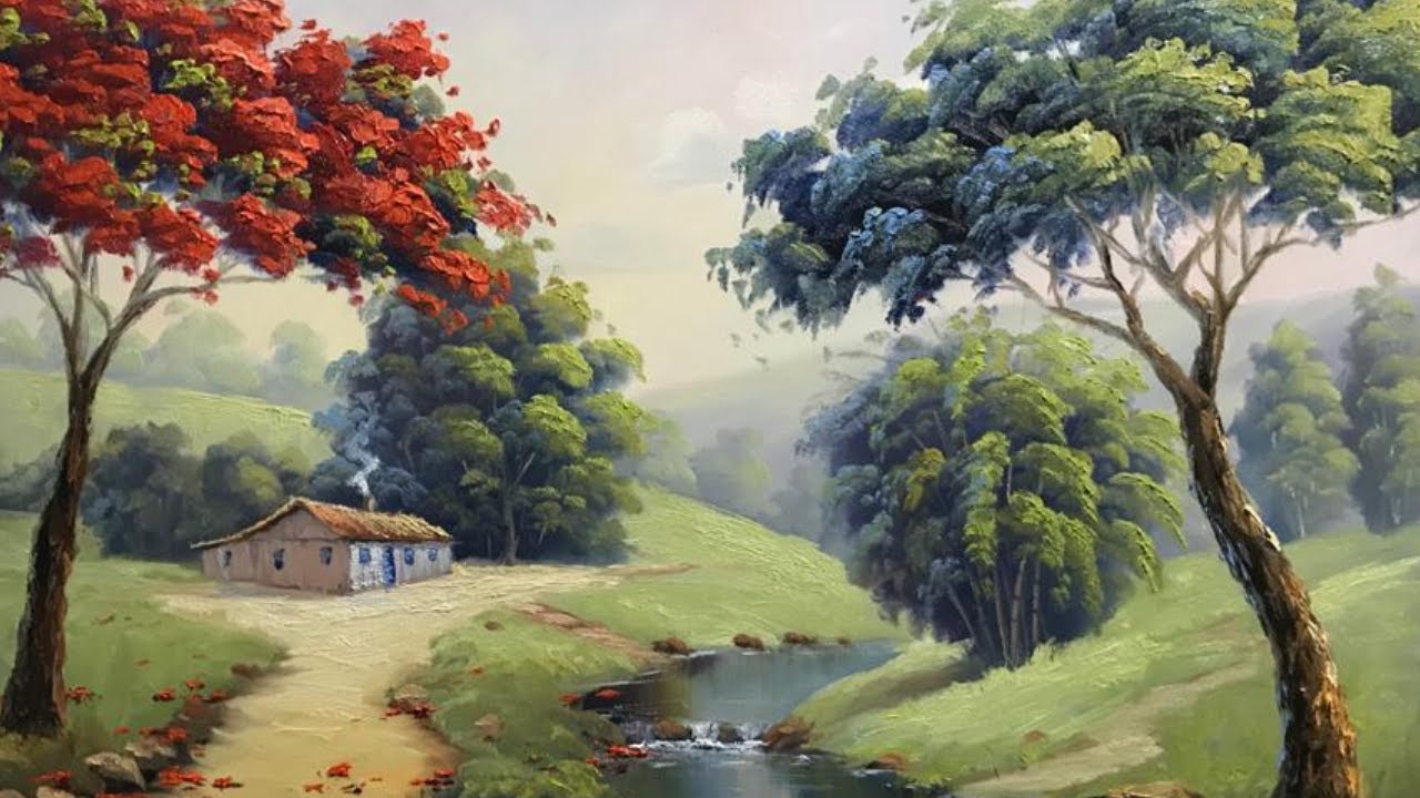 Como Pintar uma Paisagem com Casario e Flamboyant - 25/08/2020 - LIVE do Duarts
