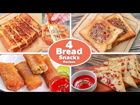 4 Easy Bread Snacks Recipes | Omelette Sandwich |Garlic Cheese |Cheese Toast| Potato Bread | Toasted