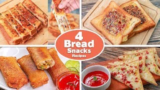 4 Easy Bread Snacks Recipes | Omelette Sandwich |Garlic Cheese |Cheese Toast| Potato Bread | Toasted