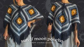 EASY sun and moon crochet poncho - beginner tutorial 🌛🌞🌜