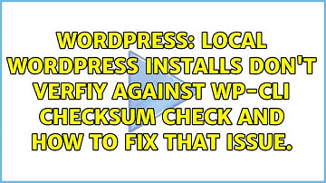 Local Wordpress installs don